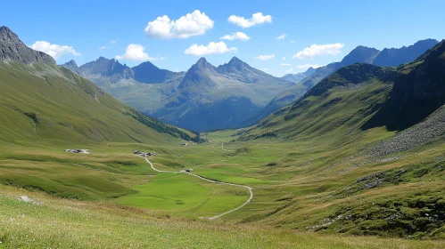 Lush Alpine Valley Landscape