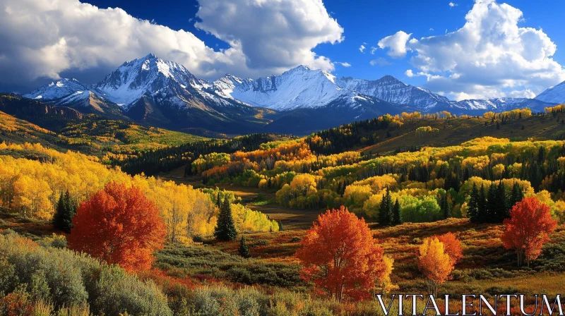 AI ART Snowy Peaks Overlooking Autumnal Splendor