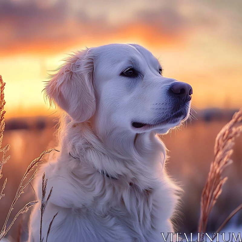 Golden Retriever Sunset Portrait AI Image