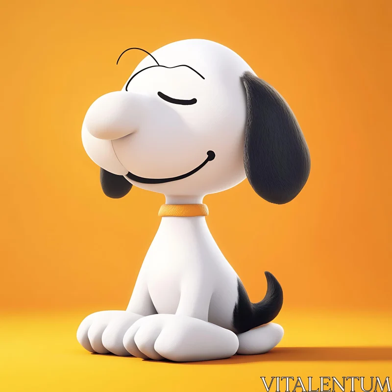 Cute Cartoon Dog Sitting with a Smile AI Image