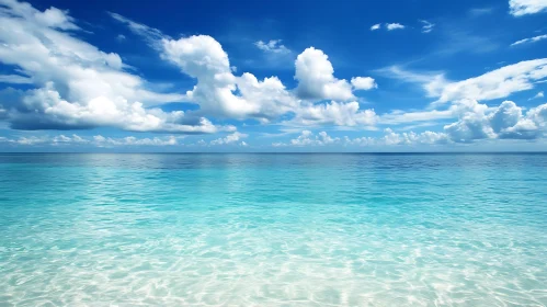 Peaceful Seascape with Blue Sky and Clouds