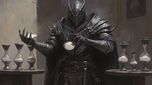 Armored Knight with Hourglasses Illustration