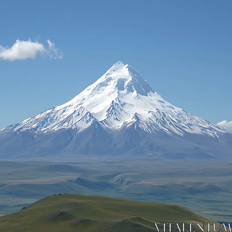 AI ART Grand Mountain Landscape with Green Hills