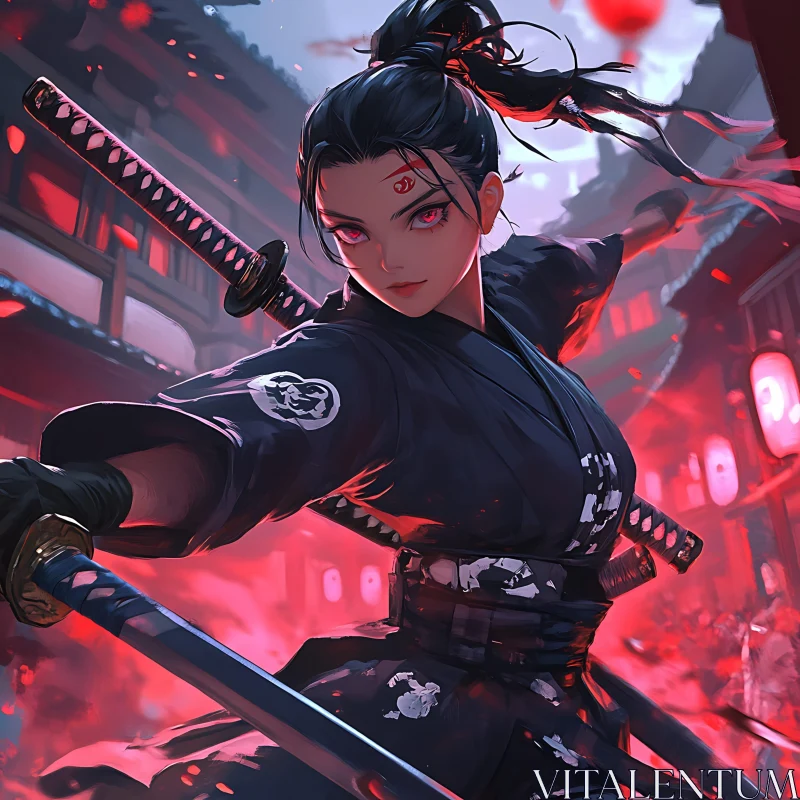 Dynamic Anime Samurai Battle Scene AI Image