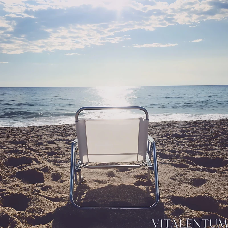 Seaside Relaxation with Beach Chair View AI Image