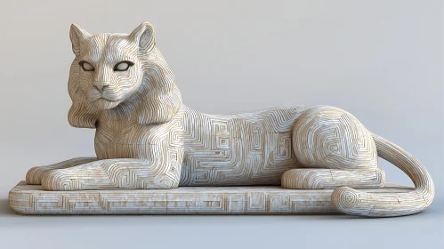 Geometric Patterned Cat Statue