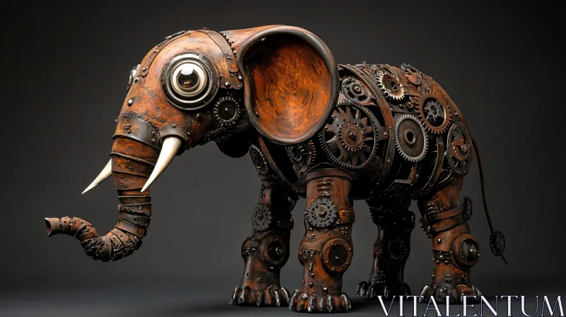 AI ART Steampunk Mechanical Elephant