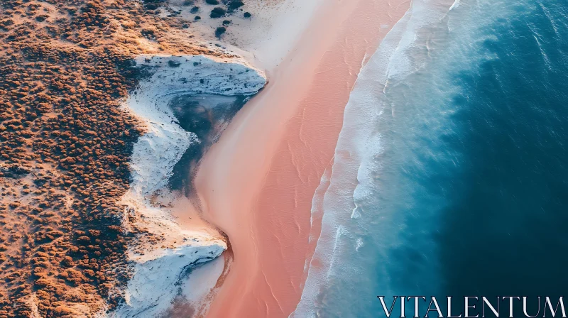 Coastal Pink Sand Beach View AI Image