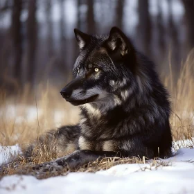 Lone Wolf in Snowy Wilderness