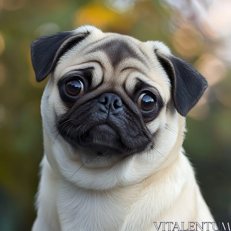 Cute Pug with Wrinkled Face and Big Eyes AI Image