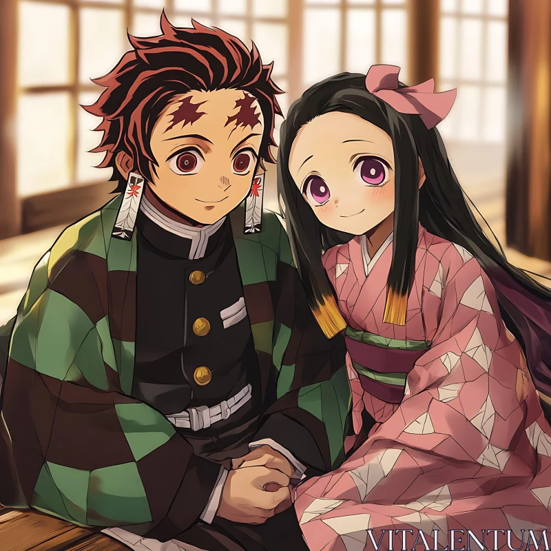 Anime Siblings Bonding AI Image