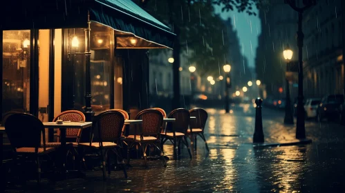 Rainy Paris Night in Photorealistic Tonalist Style