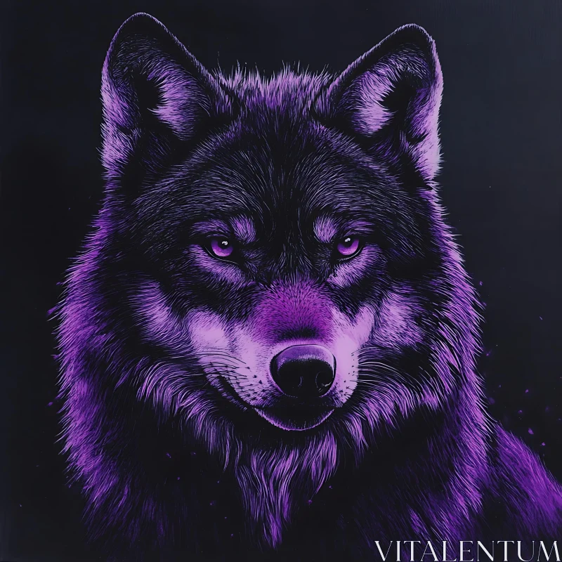 AI ART Mystic Wolf in Purple Hues