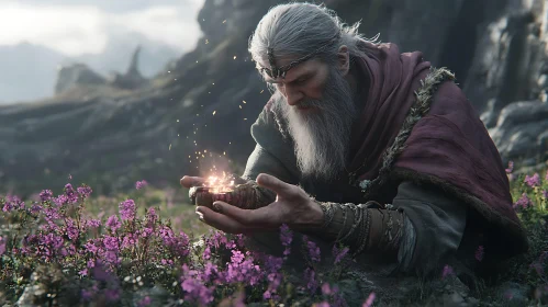 Old Man with Glowing Orb Artwork