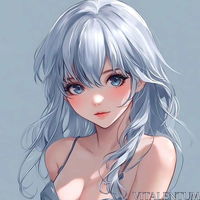 Blue-Haired Anime Girl Illustration AI Image