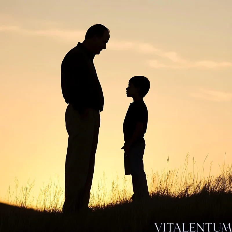 AI ART Silhouette of Father and Son Bonding