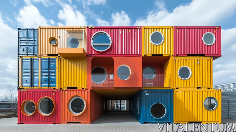 Modern Residential Building with Shipping Containers AI Image