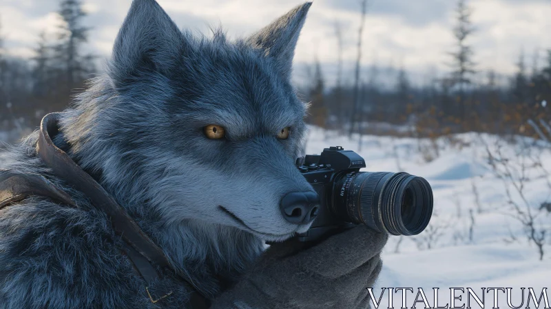 AI ART Anthropomorphic Wolf with Camera