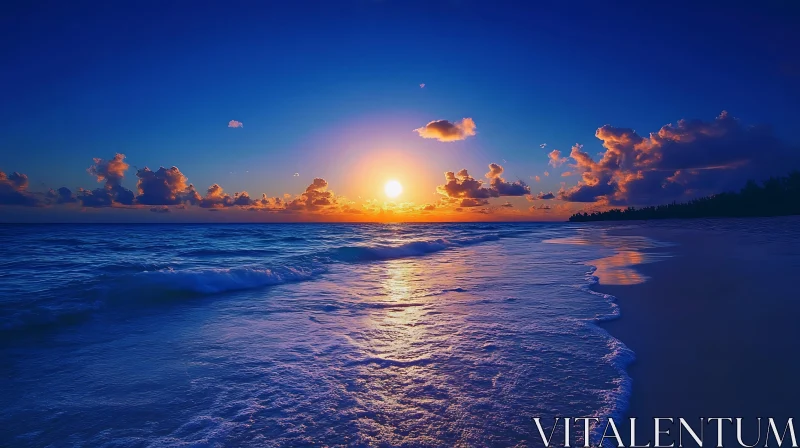 Peaceful Seascape at Sunset AI Image