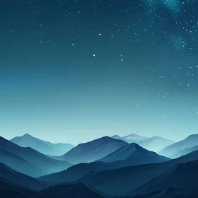 Night Sky Mountain Range