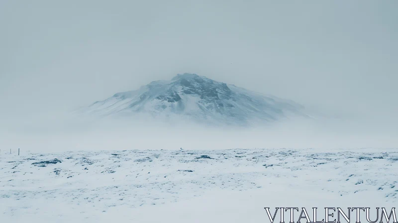 Mist Veiled Mountain in Winter AI Image