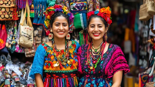 Colorful Portrait of Women in Traditional Clothing