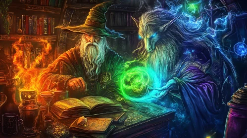 Arcane Gathering: Wizard and Wolf