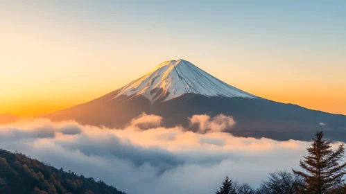 Snow-Capped Mountain at Sunrise