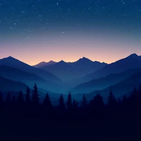 Peaceful Mountain Landscape at Night