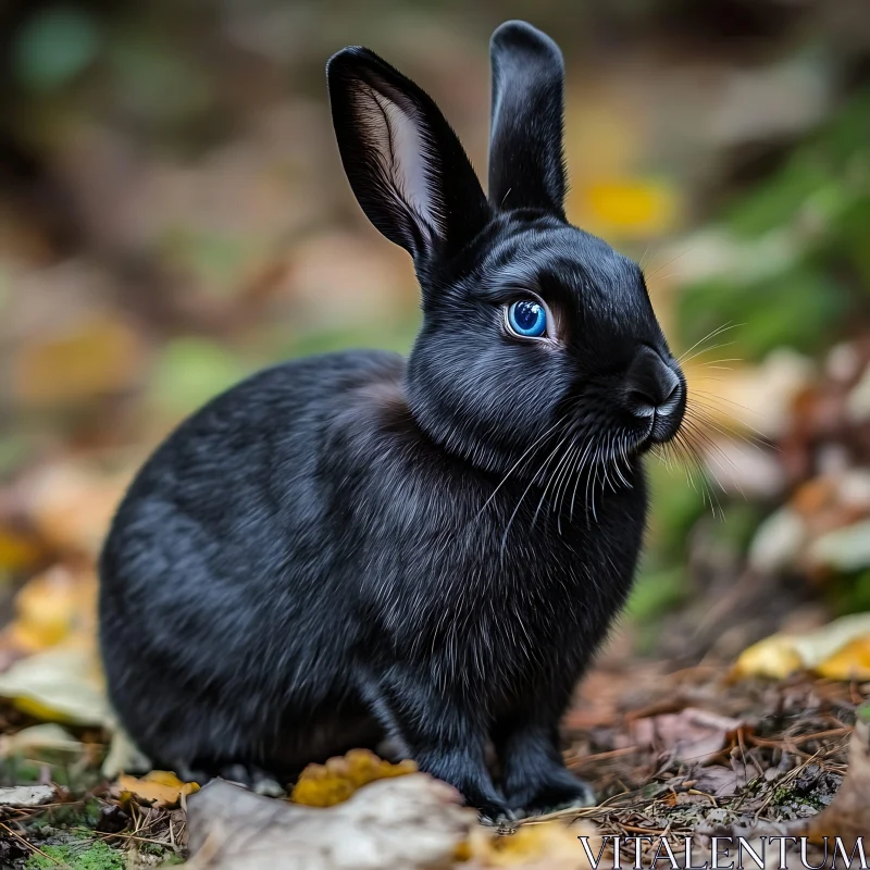 Ebony Hare in Autumnal Woodland AI Image