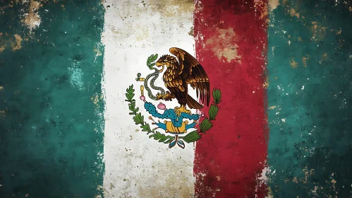 Grunge Style Mexican National Flag Art