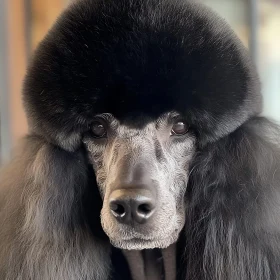 Detailed View of a Poodle with Black Fur