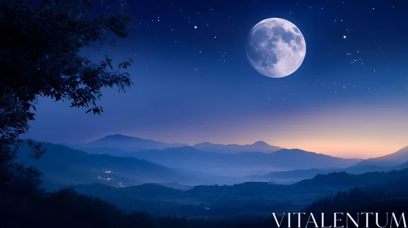 Night Sky Mountain View AI Image