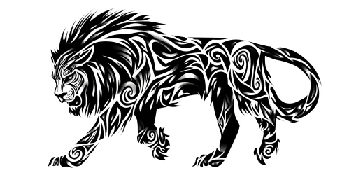 Lion Art with Tribal Elements