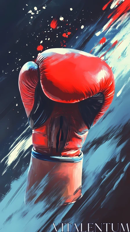 AI ART Powerful Red Boxing Glove in Motion AI Generated Image