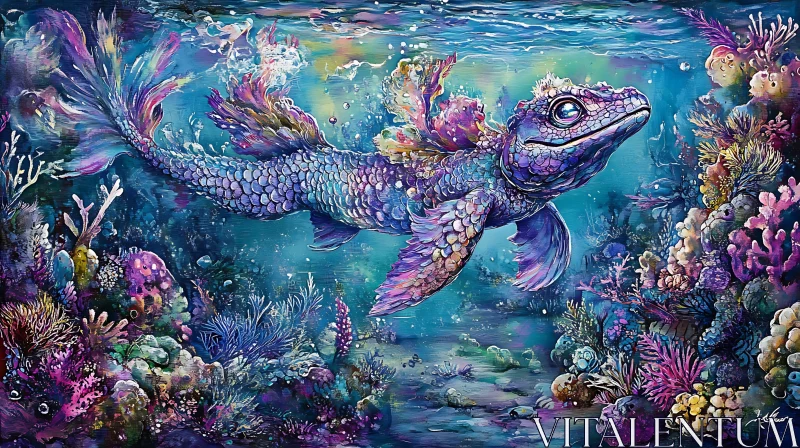 AI ART Whimsical Underwater Creature with Colorful Fins