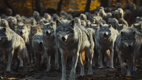 A Pack of Wolves in the Woods