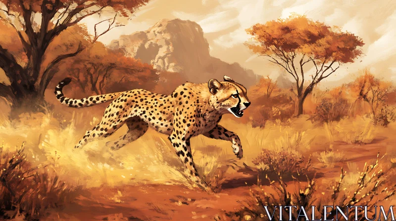 Running Cheetah Painting AI Image