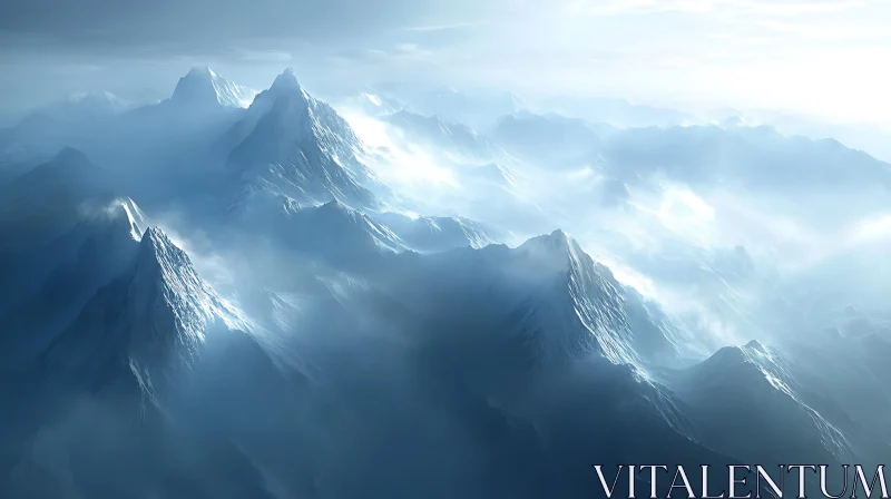 Tranquil Mountain Range AI Image