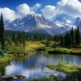 Tranquil Mountain Lake Scene