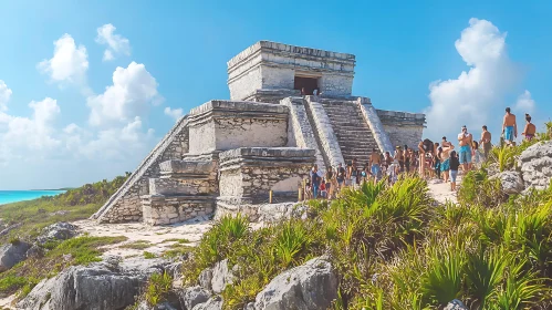 Mayan Pyramid Under Azure Skies