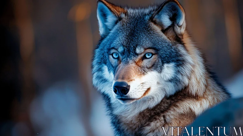 Intense Wolf Gaze in Natural Habitat AI Image