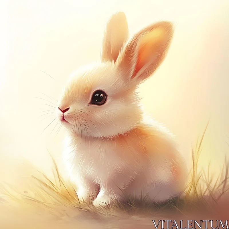 Peaceful Rabbit in Meadow AI Image