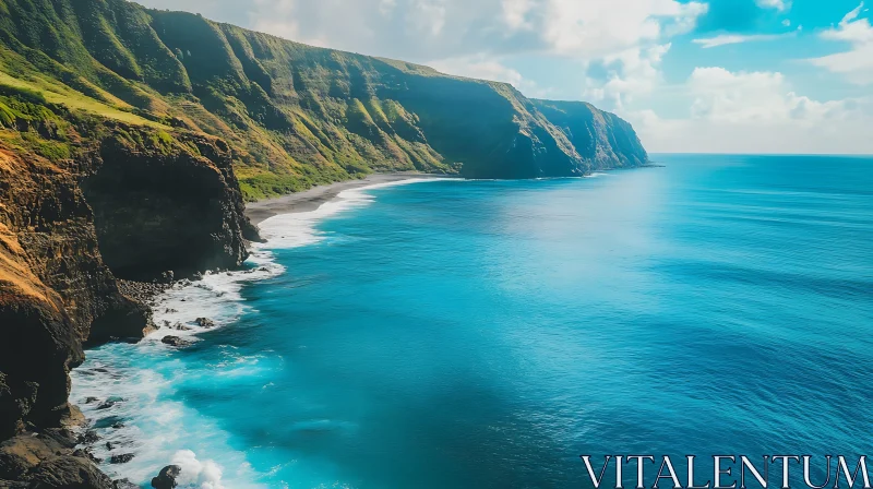 Coastal Cliffs and Turquoise Waters AI Image