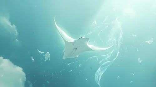 Peaceful Ocean Depths with Manta Ray