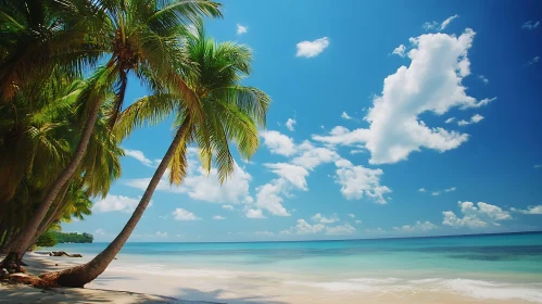 Idyllic Beach Scene with Blue Sky