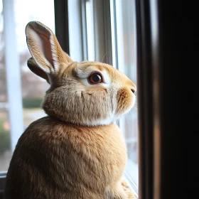 Rabbit Gazing Through Window