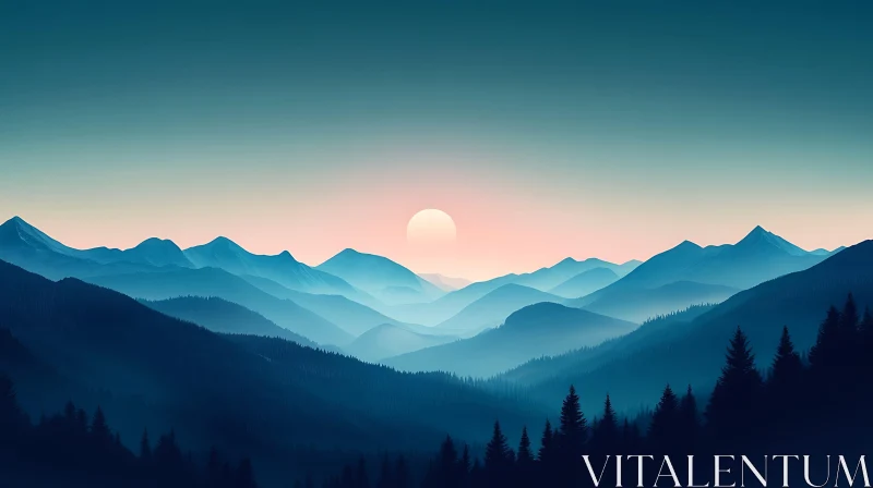 AI ART Tranquil Mountain Landscape at Dawn