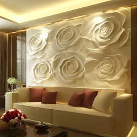 Modern Interior with 3D Floral Wall Art