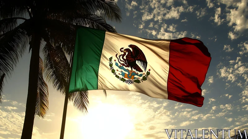 Flag of Mexico with Palm Trees AI Image